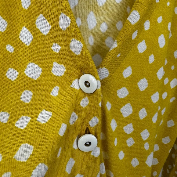 * Leifsdottir Anthropologie Cardigan Yellow Ruffle Detail Preppy Dot Y2K - Picture 10 of 13